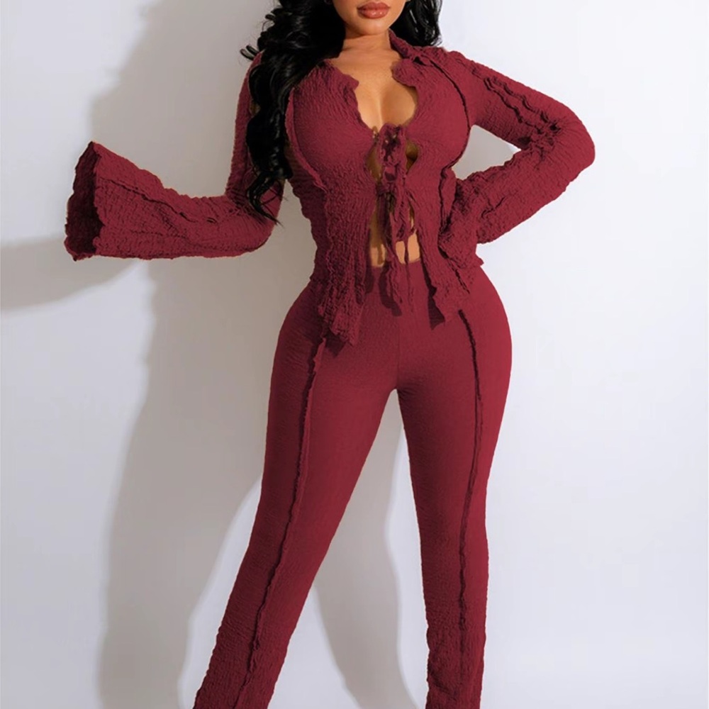 Elegant Burgundy Women's two piece set